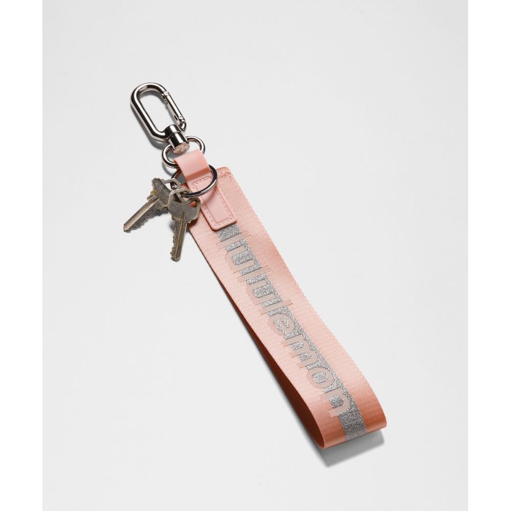 Lululemon Never Lost Keychain  Wordmark Pink Mist Silver