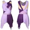 Color Block Mesh Leotard Dress for Women S-XXL: Ruched Twisted Knot Irregular Hem Sleeveless Rhinestone Design for Lyrical Dance