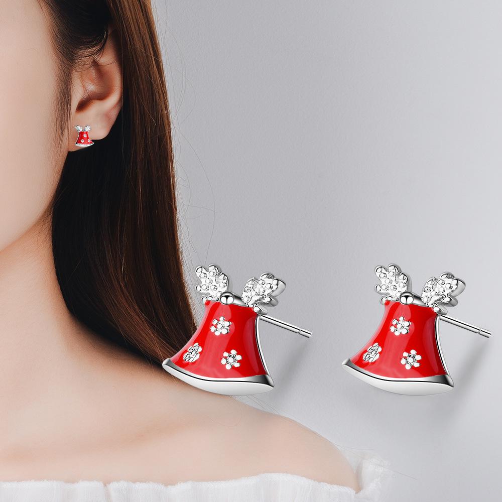 Furry Autumn & Winter Snowflake Bell Stud Earrings for Women - Christmas Jewelry Collection