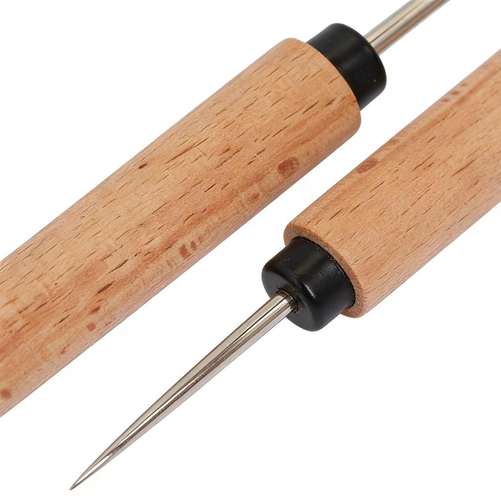 Leather Awl Punch Tool Wood Handle Gadget Leather Sewing Craft Tool Awl For Handmade Projects Beginners Hobbyists Women Adults