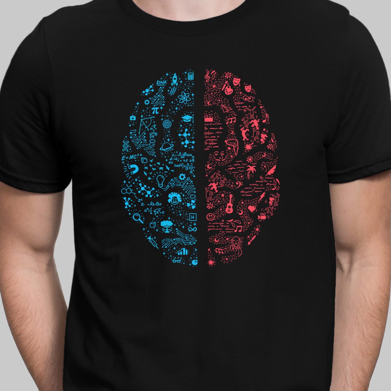 Left Brain Right Brain T-Shirt Science vs Art Tee XL