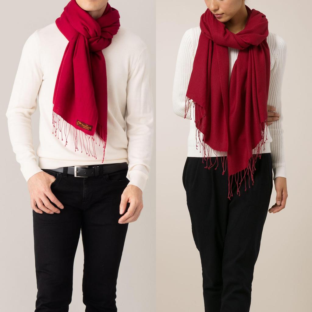 Prezent na 60. urodziny Kaszmir Jedwab Duża Stola Pudełko Prezentowe Bordowy 70x200cm [Kolekcja Pashmina]