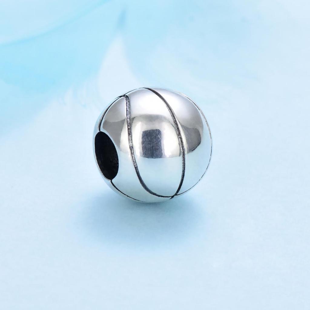 Cross-border Basketball Beads: Large Hole S925 Silver Bracelet Charms for DIY Jewelry.