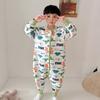 Kids Cotton Sleepsuit With Leg Separation Warm Winter Pajamas Anti-Bacterial Unisex Toddler Sleepwear