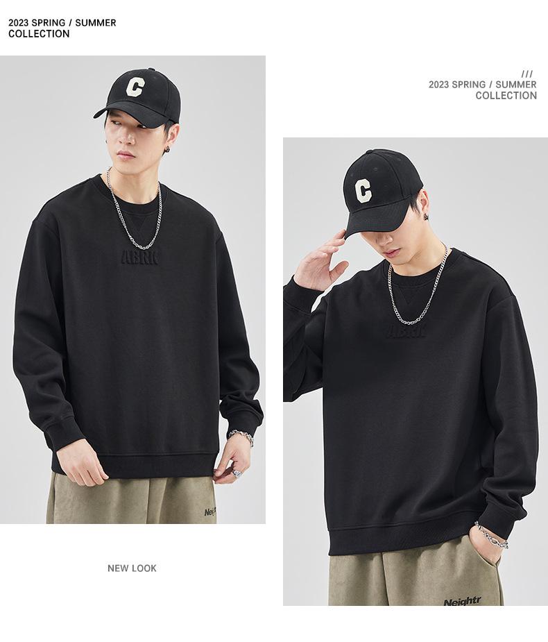 Trendy Men's Casual Loose Round Neck Hoodie with Letter Print for Spring and Autumn