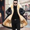 New fur integrated large size pie overcome men's medium and long fur jacket winter hooded