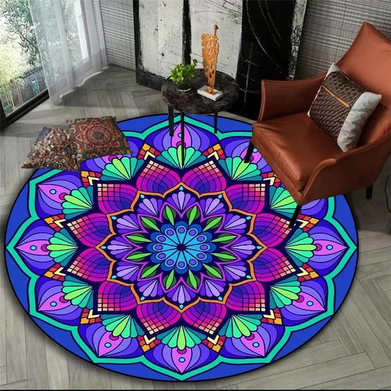 Bohemisk Mandala Rund Sovrum Nattduksbord Mat Korg Hängande Datorstol Golvmatta Meditation Yoga Mat decoracion