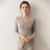 Lekasha Women's V-Neck Cross Knit Cashmere Sweater - Long Sleeve, Autumn/Winter Style