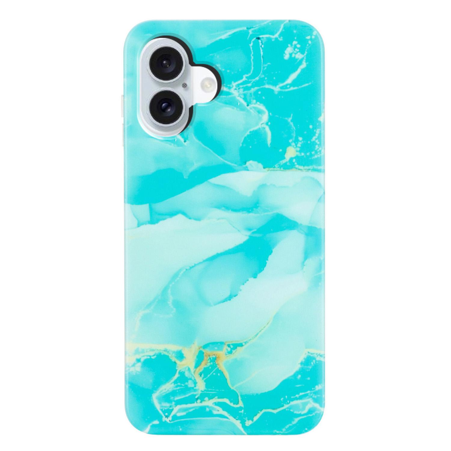 

For iPhone 17 Case Marble Pattern Painted TPU Phone Back Cover Green