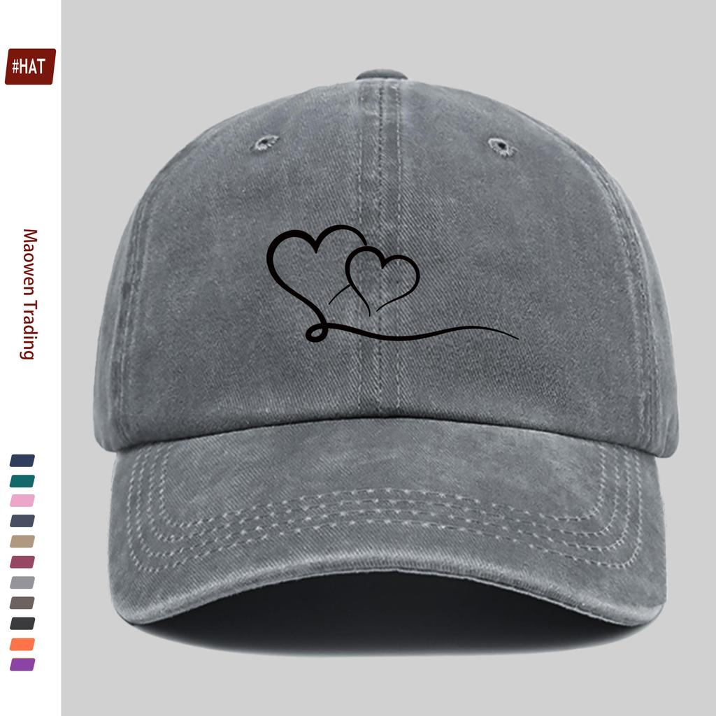Pc Einfacher Herzlinien-Print Baseballkappe Unisex-Design Sonnenhut Mehrfarbig erhältlich Papa-Kappe Bequemer Leichter Sonnenhut