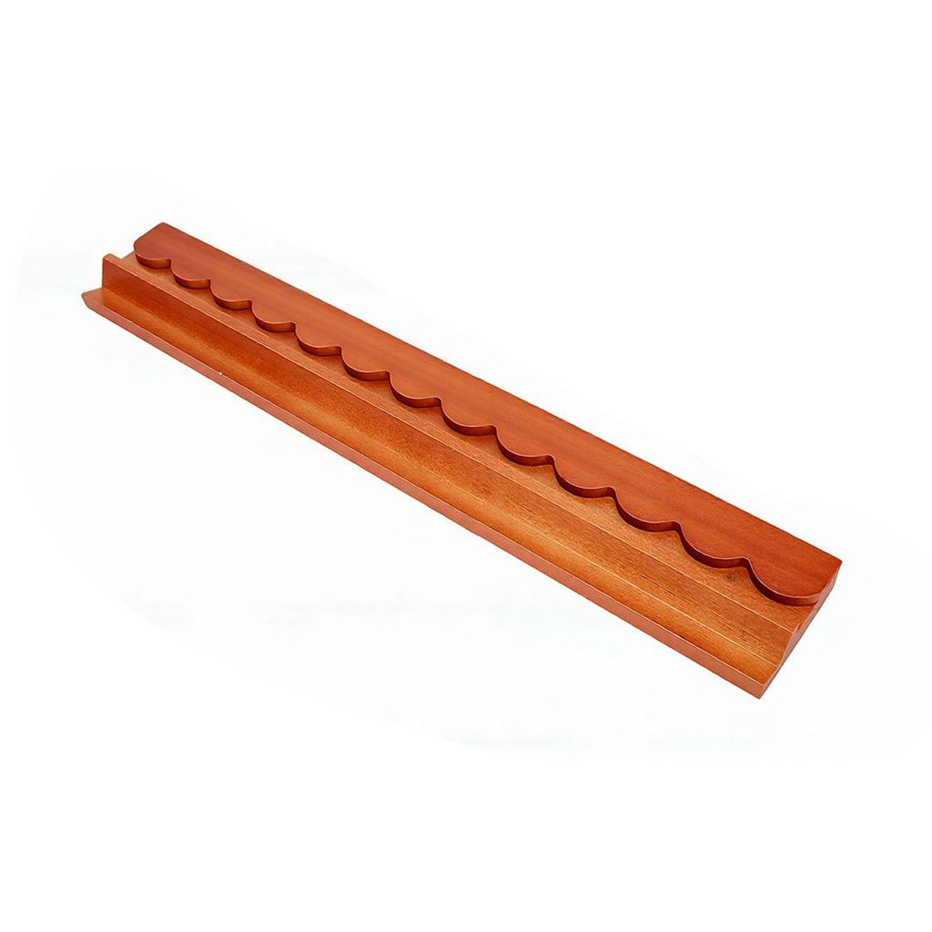 Scalloped Mahjong Rack Non Slip 17 Inch Wooden Mahjong Rack with Pusher for Home Gatherings
