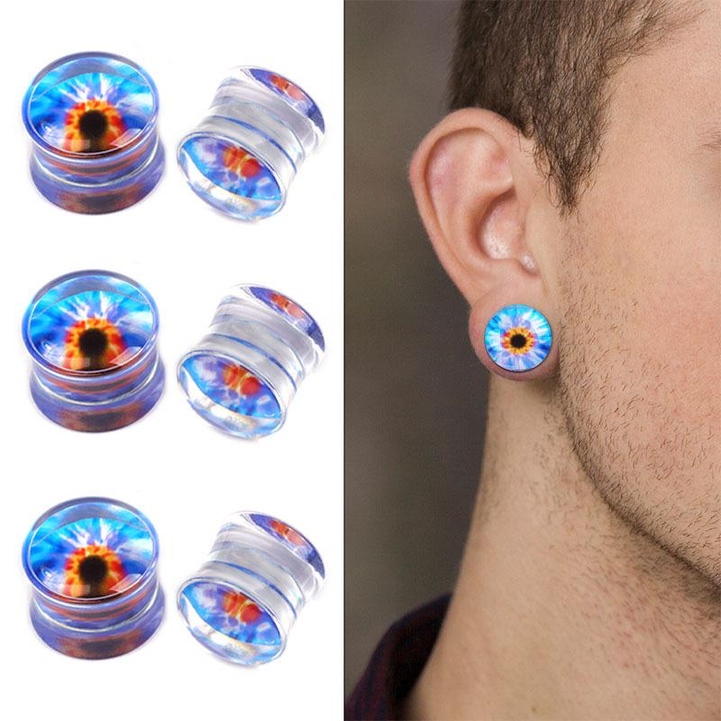 Fialové oční bulvy Akrylové tunely do uší - Prémiové průhledné personalizované šperky pro ženy