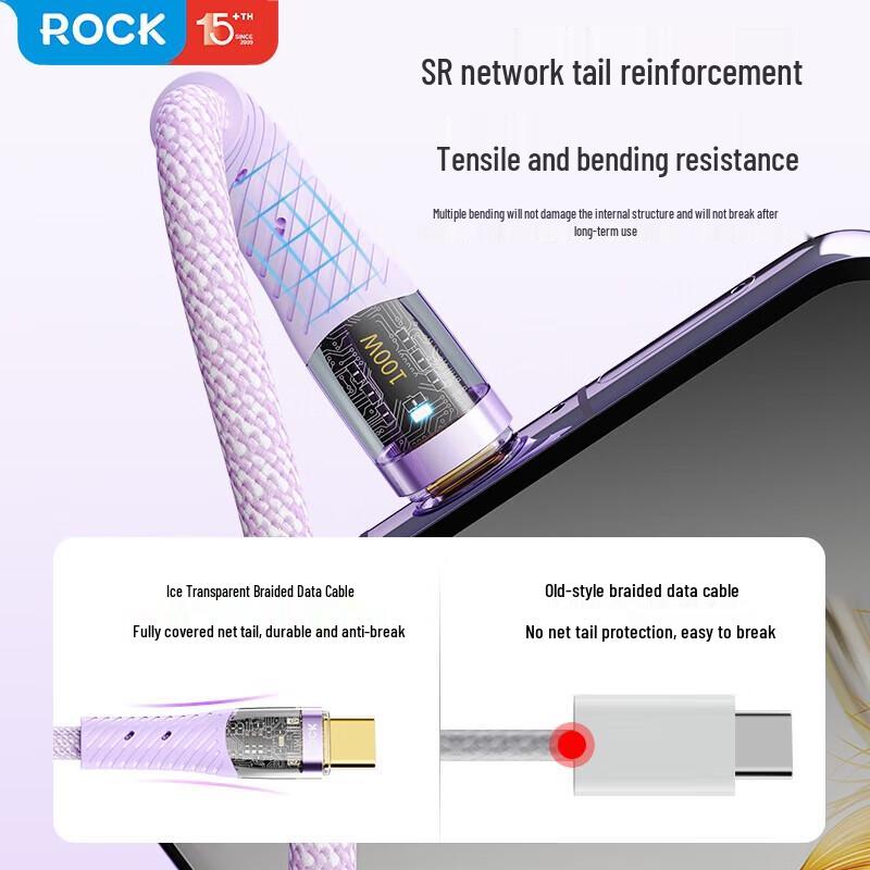 ROCK Z21 100W Type-C to Type-C Transparent Fast Charging Cable
