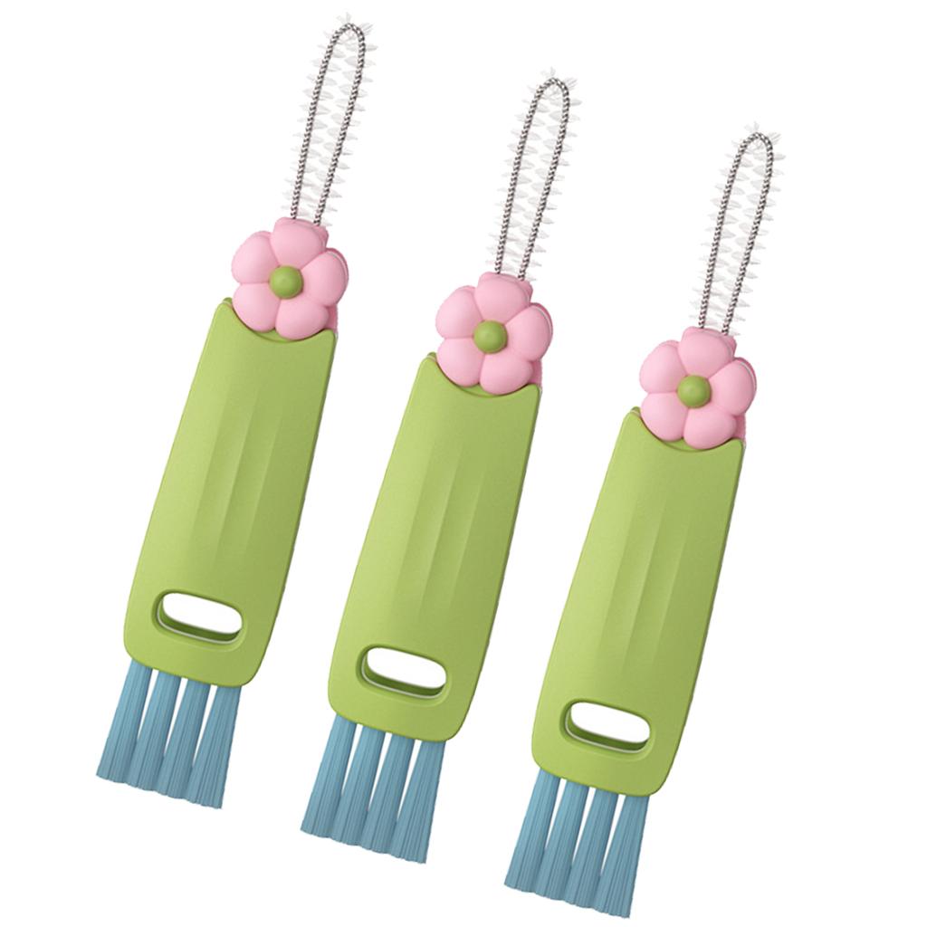 3 In 1 Cup Lid Cleaning Brush Multi Functional Scrubber For Bottles Travel Kitchen Accessories Plastic Material
