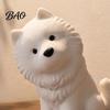 Car Interior Ornament Cute Sitting Samoyed Dog Figurine, 3D Printed Smiling Puppy Statue, Healing Animal Sculpture Desktop for Home Decor, Gift Lovers