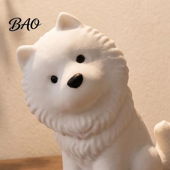 Car Interior Ornament Cute Sitting Samoyed Dog Figurine, 3D Printed Smiling Puppy Statue, Healing Animal Sculpture Desktop for Home Decor, Gift Lovers