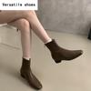 Vintage Square Toe Women Ankle Boots Fashion Elegant Soft Leather Shoes Autumn Thick Heel Laides Modern Short Booties