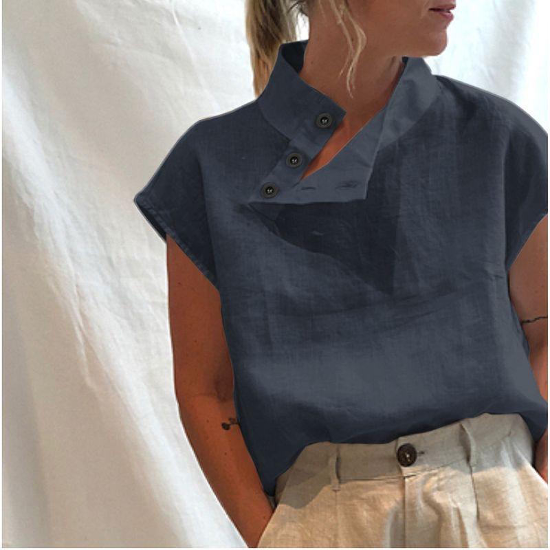 Summer Women's Short-Sleeved Shirt Button Casual Plus Size Loose Lapel Tops Women Casual Shirt Top