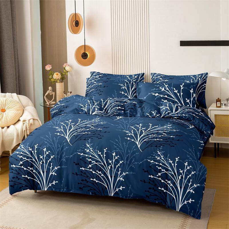 Kuup Queen Size Matte Duvet Cover with Flower Branch Design High Quality Skin Friendly Colored Bedding Set Quilt Cover
