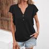 Women's V Neck Lotus Sleeves Elegant Women's Short Sleeve Top T-shirt