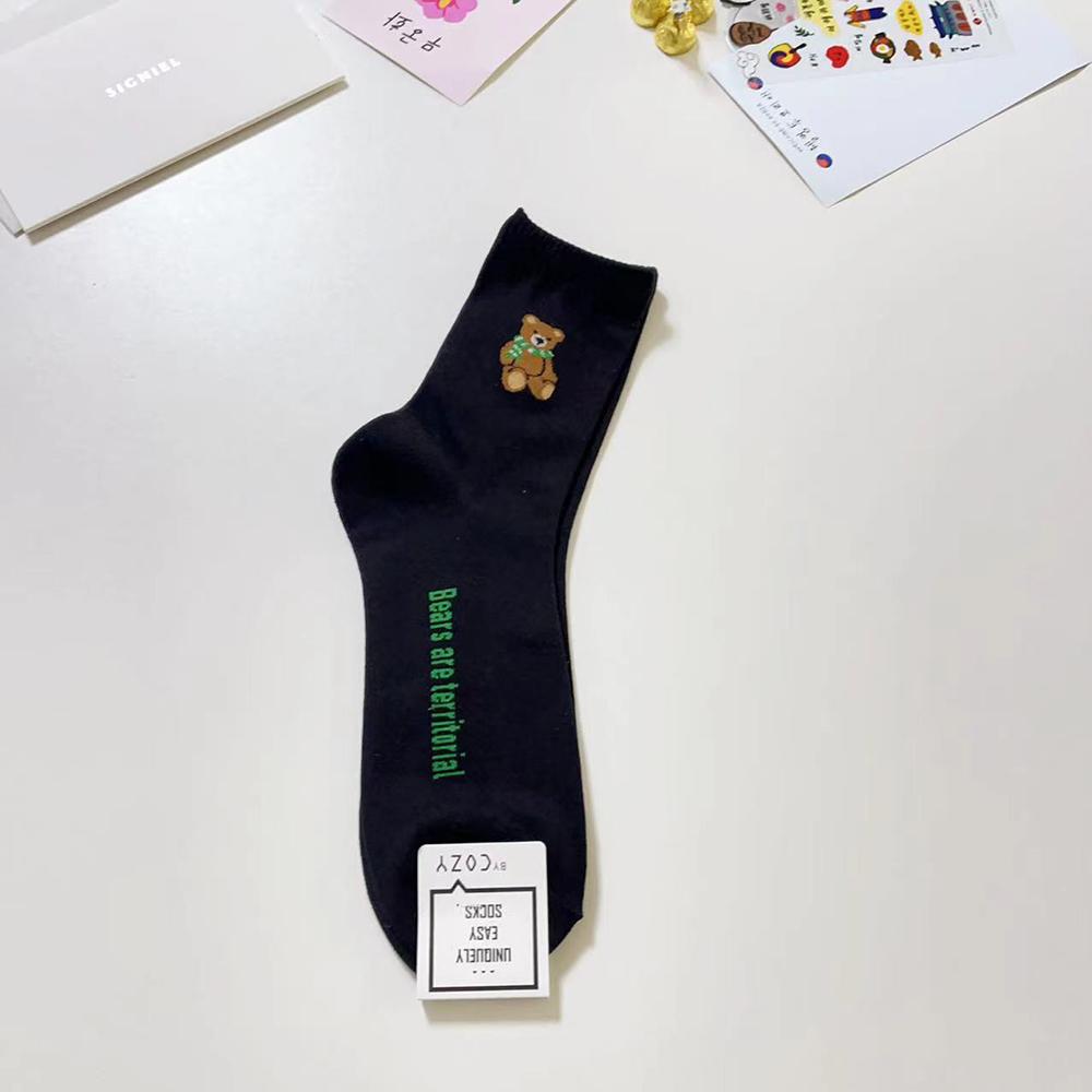 1 Pair Good Quality Cartoon Gentleman Bear Men's Socks Cotton Harajuku Skateboard Socks Novelty Breathable Sox Factory Direct