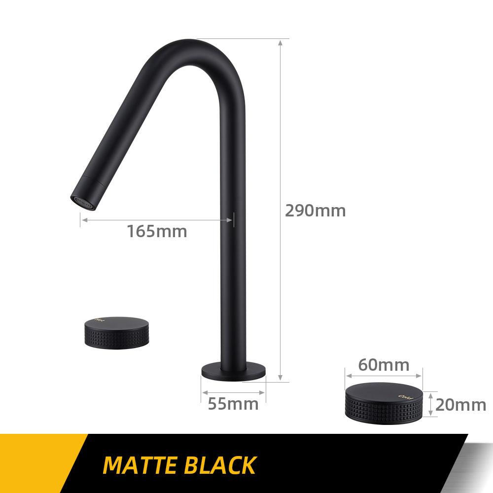 

3PCS матовый золотой смеситель для раковины, смеситель для горячей и холодной воды, настольный смеситель для ванной комнаты, рифленые ручки, 3 отверстия, широкий кран