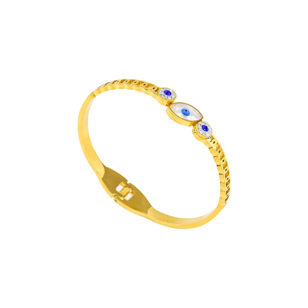 Diamond Shell Eyes Titanium Steel Ladies Bracelet, Stainless Steel Non-Fading Spring Buckle Jewelry