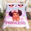 Cartoon Girl Pink Princess Duvet Cover Kawaii Castle Carriage Bedding Set,Ballet Dancer Comforter Cover Star Flower Quilt Cover