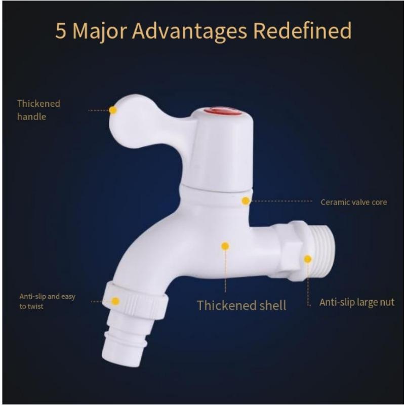 1 Stück Kunststoff Wasserhahn Waschmaschine 4 Punkte Haushalt Moppbecken Schnellöffnungsdüse verlängert verdickt Waschmaschinenhahn