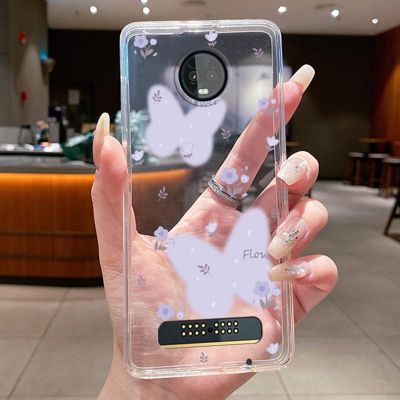 For Motorola Moto Z3 Play Case Clear Luxury Fashion Butterfly Flower Soft Silicone Phone Cover for Moto Z3 Play Transparent Case