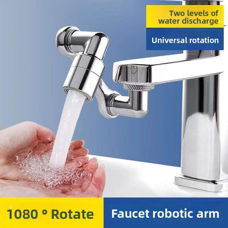 Mechanischer Arm Universeller Wasserhahnverlängerer Waschbecken, Multifunktionaler Vollkupfer Drehbarer Haarwaschhahn, Verlängerter Universeller Wasserhahn