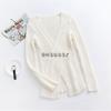 Womens V-Neck Knit Sweater Loose Fit Long Sleeve Solid Color Pullover Winter