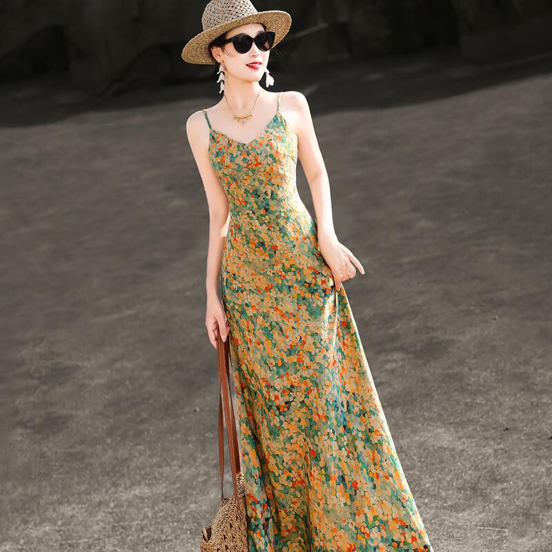 

Lanse er 2026 Summer Slimming Floral Sling Dress XL