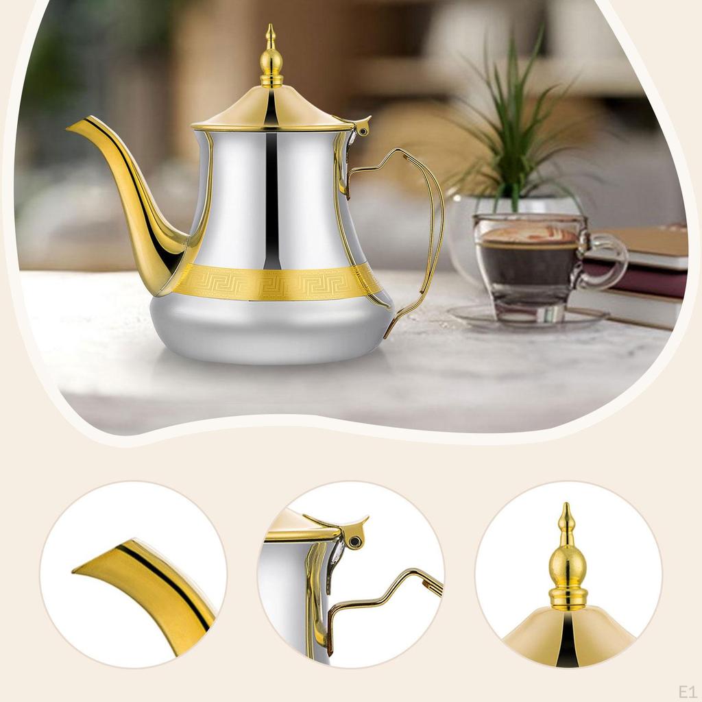 Stainless Steel Teapot Coffee Pot Multifunctional with Lid Beverage Jug Infuser Tea Kettle for