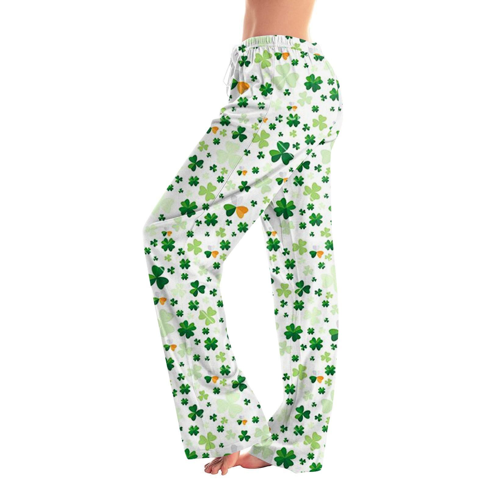 

Женские повседневные прямые брюки St.. Повседневные брюки с принтом Paddy s Day XL белый