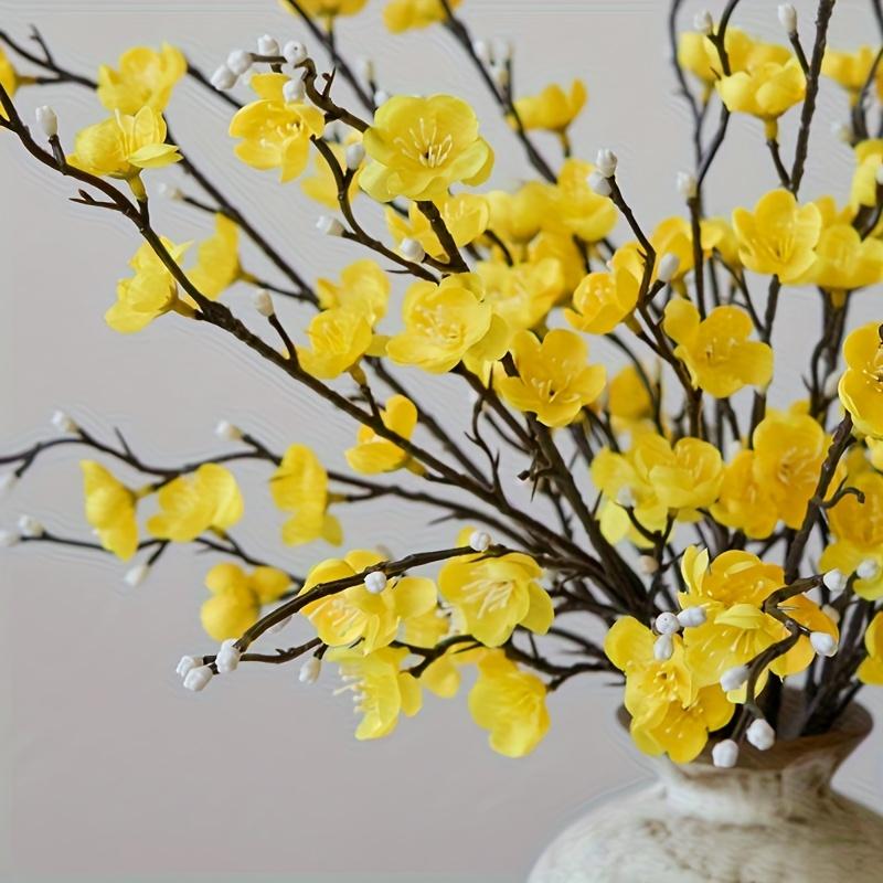 4pcs Artificial Plum Blossom Bunch Set, Realistic Plastic Flowers for Home, Office & Party, No Vase Included, Artificial Flowers