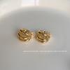 Retro curved metal sense mosquito coil disc ear clips without ear holes, women's high sense niche temperament versatile circle earrings