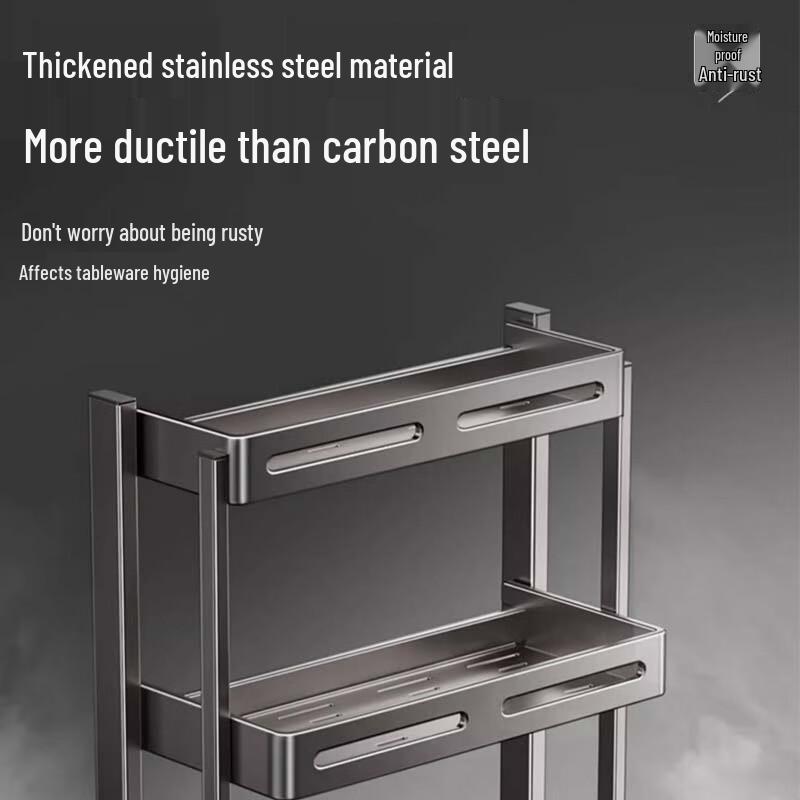 Stainless Steel 3-Tier Spice Rack with Knife Holder