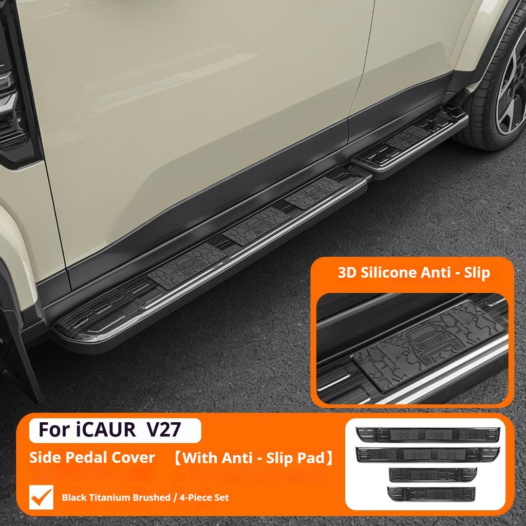 For Chery iCAR V27 iCAUR V27 Stainless Steel Door Sill Scuff Plate Anti-Slip Side Step Cover Threshold Protector Exterior Trim