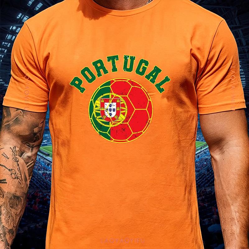 Portugal Champion Soccer T Shirt Unisex Unisex Vintage Football National Flag Emblem Print Cotton Fan Casual Short Sleeve Tee