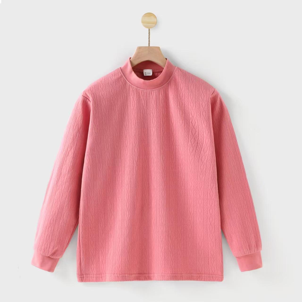 

Women s Autumn Long-Sleeve Mock Neck Jacquard Combed Cotton Top Extra Large