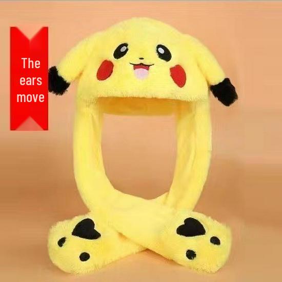 Children's Plush Cartoon Hat with Movable Ears - Luminous Rabbit Design for Parent-Child Matching