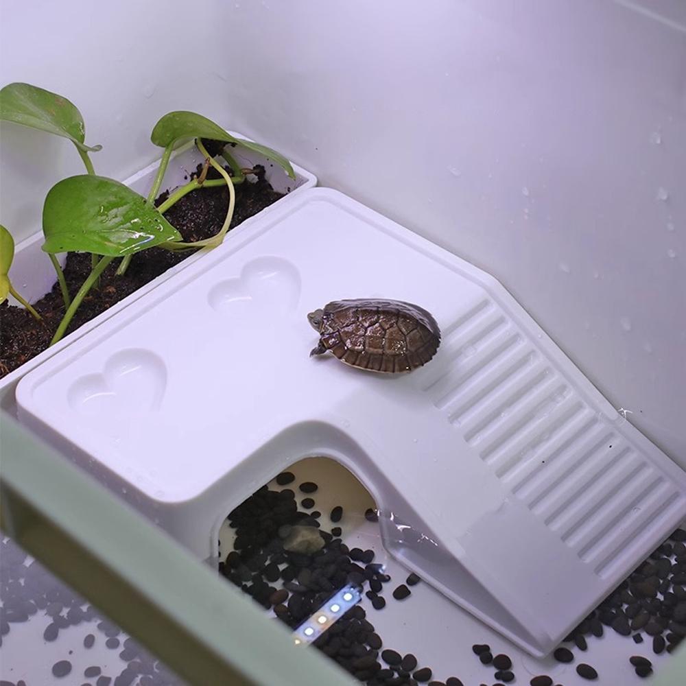 1PC Plastic Turtle Climbing Ramp with Multifunctional Sun Drying Platform Feeding & Hiding Shelter for Pet Fish Tank Box Turtles