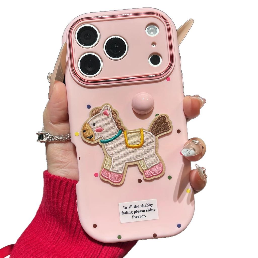 Embroidered pony bracket for vivos30x200 mobile phone protective case Redmi k80 Xiaomi 17/15 anti-drop case