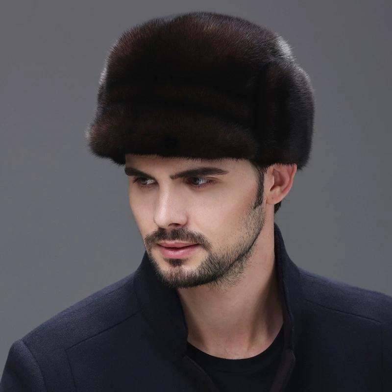 Mink hat men in the elderly mink fleece ear protection warm dad winter whole mink fur outdoor cotton hat