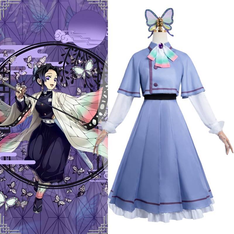 Demon Slayer Butterfly Ninja Cosplay Costume With Accessories For Anime Role Play