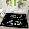 Funny Welcome Mats for Front Door, I Am Blessed Coming In and Going Out Door Mat, Humorous Doormat for Outdoor Indoor Entrance