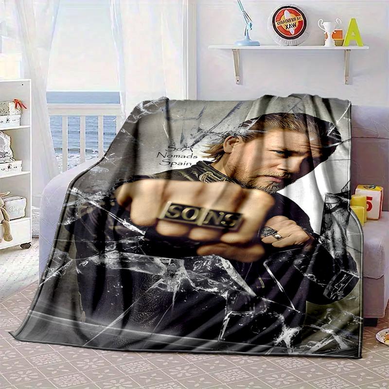 Sons Motorcycle Club Blanket Flannel Blanket for bed, sofa, Camping, Hiking, Picnic Essentials, gift for family Fan gifts