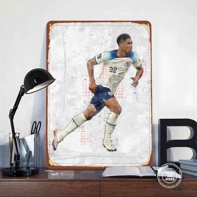 Jude Bellingham Football Printed Poster Customized Wall Art Retro Vintage Metal Tin Signs for Home Aesthetic Room Decor Men Desk