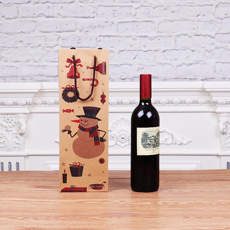 Christmas Cartoon Santa Kraft Wine Bag for Table Décor